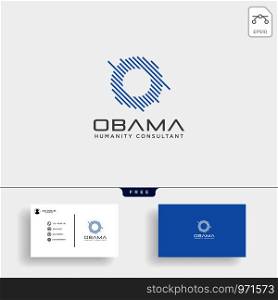 Letter O Business consult logo template with business card grid line icon elements isolated. Letter O Business consult logo template with business card