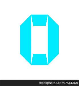 letter O cut out from white paper, vector illustration, flat style.. letter O cut out from white paper