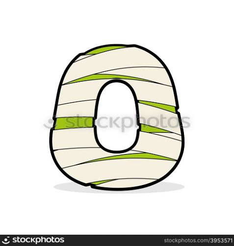 Letter O Egyptian zombies. Mummy ABC icon coiled medical bandages. Monster template elements alphabet. Scary concept type as logo.