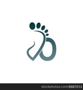 Letter O icon logo combined with footprint icon design template