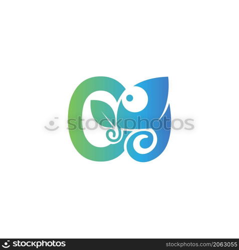 Letter O icon with chameleon logo design template vector