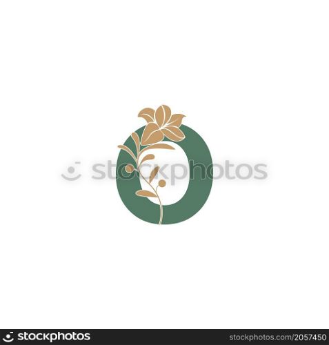 Letter O icon with lily beauty illustration template vector