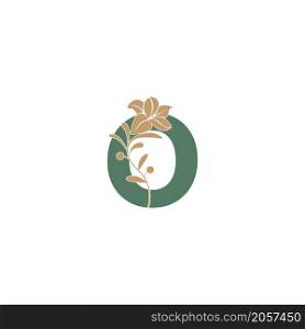 Letter O icon with lily beauty illustration template vector