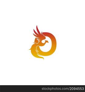 Letter O icon with phoenix logo design template illustration