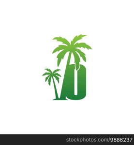 Letter O logo and  coconut tree icon design vector illustration