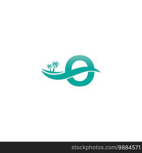 Letter O logo  coconut tree and water wave icon design vector