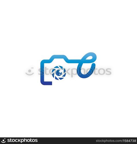 Letter O logo of the photography is combined with the camera icon template