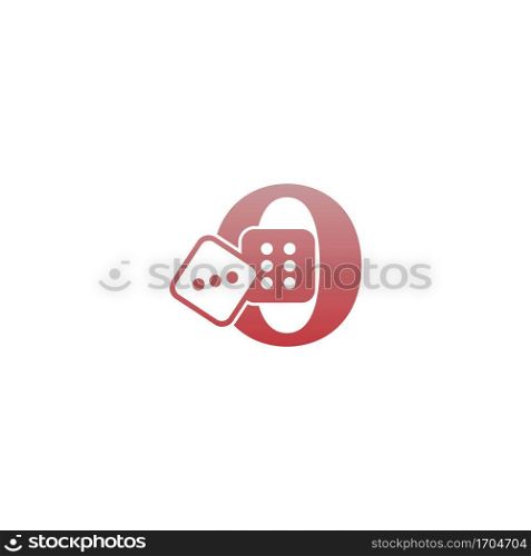 Letter O with dice two icon logo template vector