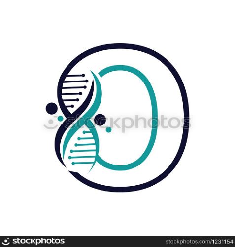 Letter O with DNA logo or symbol Template design vector