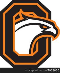 Letter O with eagle head. Great for sports logotypes and team mascots.