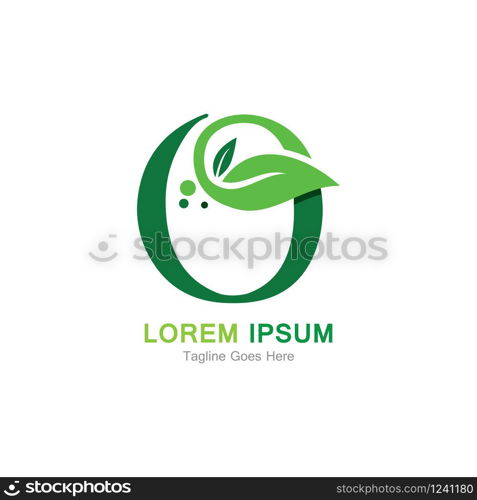 Letter O with leaf logo concept template design symbol