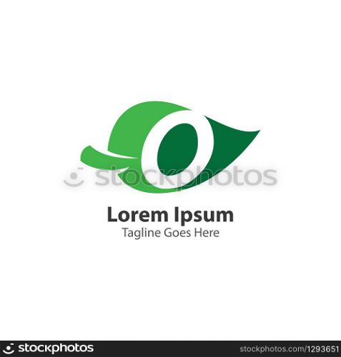 Letter O with leaf logo concept template design symbol