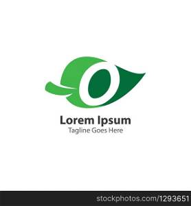 Letter O with leaf logo concept template design symbol