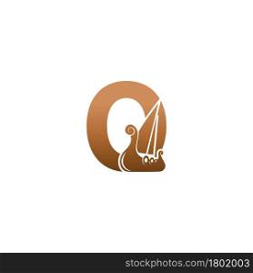 Letter O with logo icon viking sailboat design template illustration