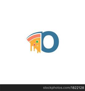 Letter O with pizza icon logo vector template