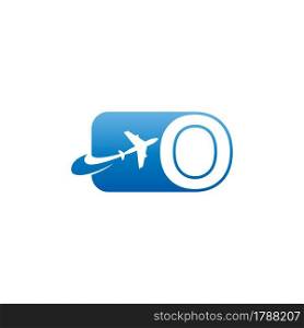 Letter O with plane logo icon design vector illustration