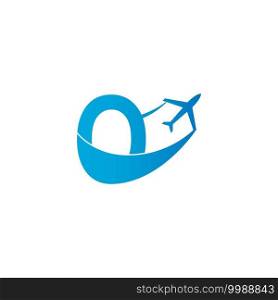 Letter O with plane logo icon design vector illustration template
