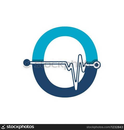 Letter O with Pulse Logo Vector Element Symbol Template