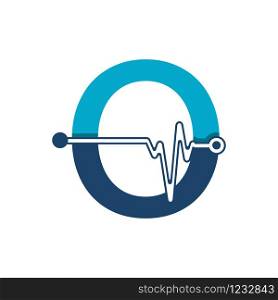 Letter O with Pulse Logo Vector Element Symbol Template