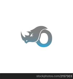 Letter O with rhino head icon logo template vector
