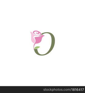 Letter O with rose icon logo vector template illustration