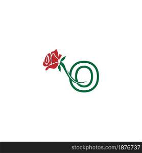 Letter O with rose icon logo vector template illustration