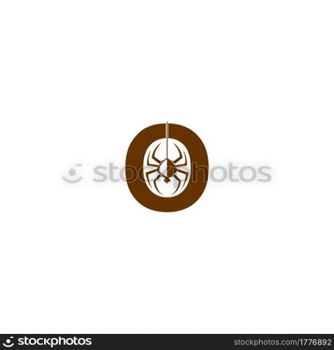 Letter O with spider icon logo design template vector