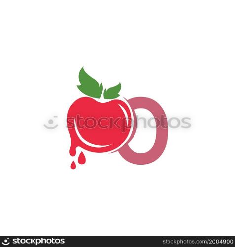 Letter O with tomato icon logo design template illustration vector