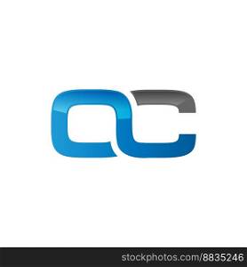 Letter oc shiny technology logo vector image