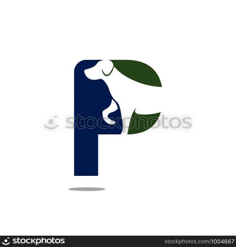 Letter P and Dog head vector logo design. Pet care logo design. Pet icon vector. Pet love logo design.