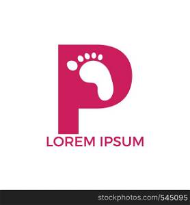 Letter P and feet vector logo design. Foot health icon logo design template. Health care symbol.