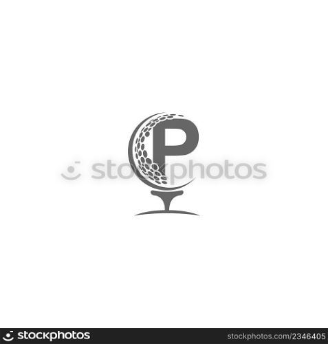 Letter P and golf ball icon logo design illustration
