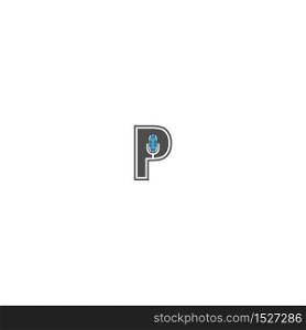 Letter P and podcast logotype combination design concept