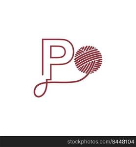 Letter P and skein of yarn icon design illustration vector