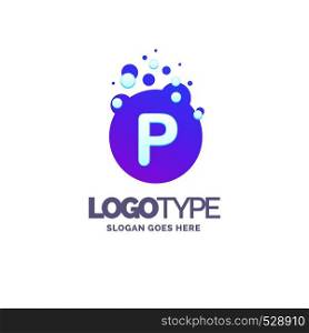 Letter P Bubbles Logo Purple Template. Vector Brand Name Design