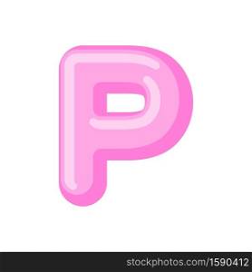 Letter P candy font. Caramel alphabet. lollipop lettering. Sweet ABC sign