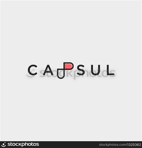 Letter P Capsule Logo Symbol Template Vector Design Illustration. Letter P Capsule Logo Template Vector Design Illustration