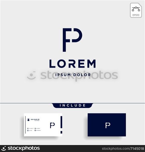 Letter P FP Monogram Logo Design Minimal Icon With Black Color. Letter P FP Monogram Logo Design Minimal