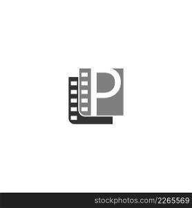 Letter P icon in film strip illustration template vector