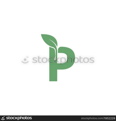 Letter P icon leaf design concept template vector