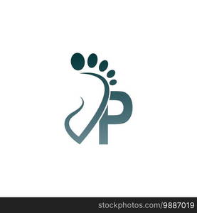 Letter P icon logo combined with footprint icon design template