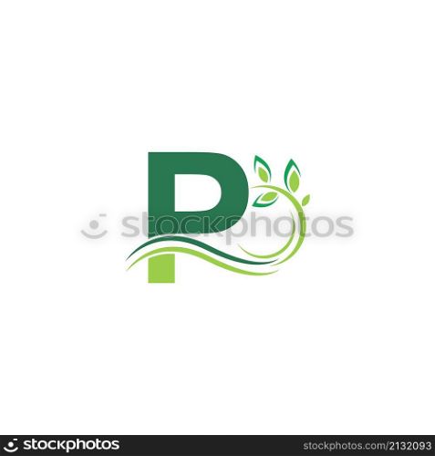 Letter P Icon with floral logo design template illustration vector