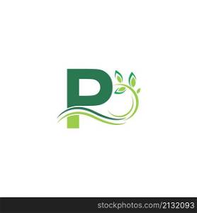 Letter P Icon with floral logo design template illustration vector