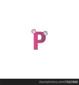 Letter P logo design Dog footprints concept icon illustration