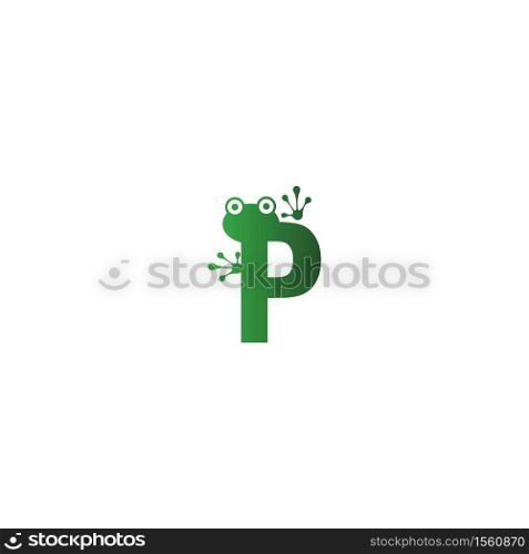 Letter P logo design frog footprints concept icon illustration