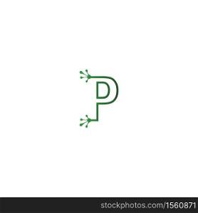 Letter P logo design frog footprints concept icon illustration