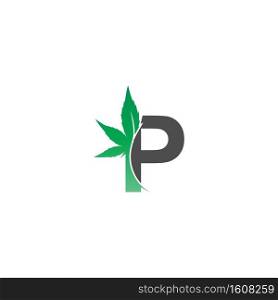 Letter P logo icon with cannabis leaf design vector illustration
