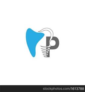 Letter P logo icon with dental design illustration vector 