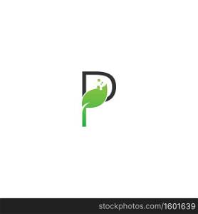 Letter P logo leaf digital icon design concept vector