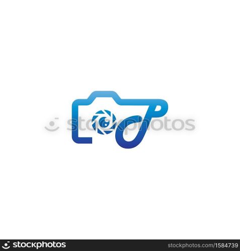 Letter P logo of the photography is combined with the camera icon template